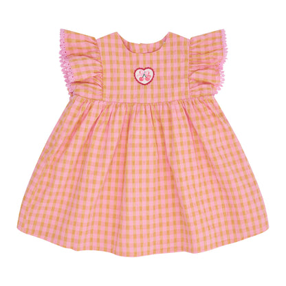 HUXBABY | SEERSUCKER DRESS | MANGO SHERBET