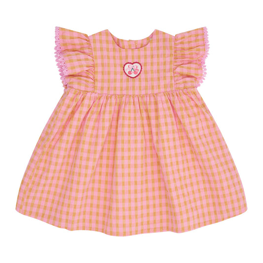 HUXBABY | SEERSUCKER DRESS | MANGO SHERBET