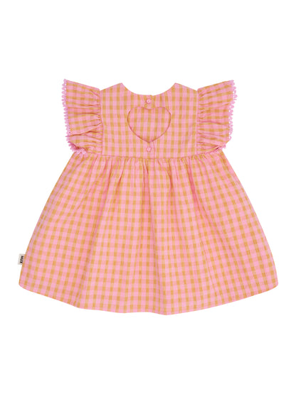 HUXBABY | SEERSUCKER DRESS | MANGO SHERBET