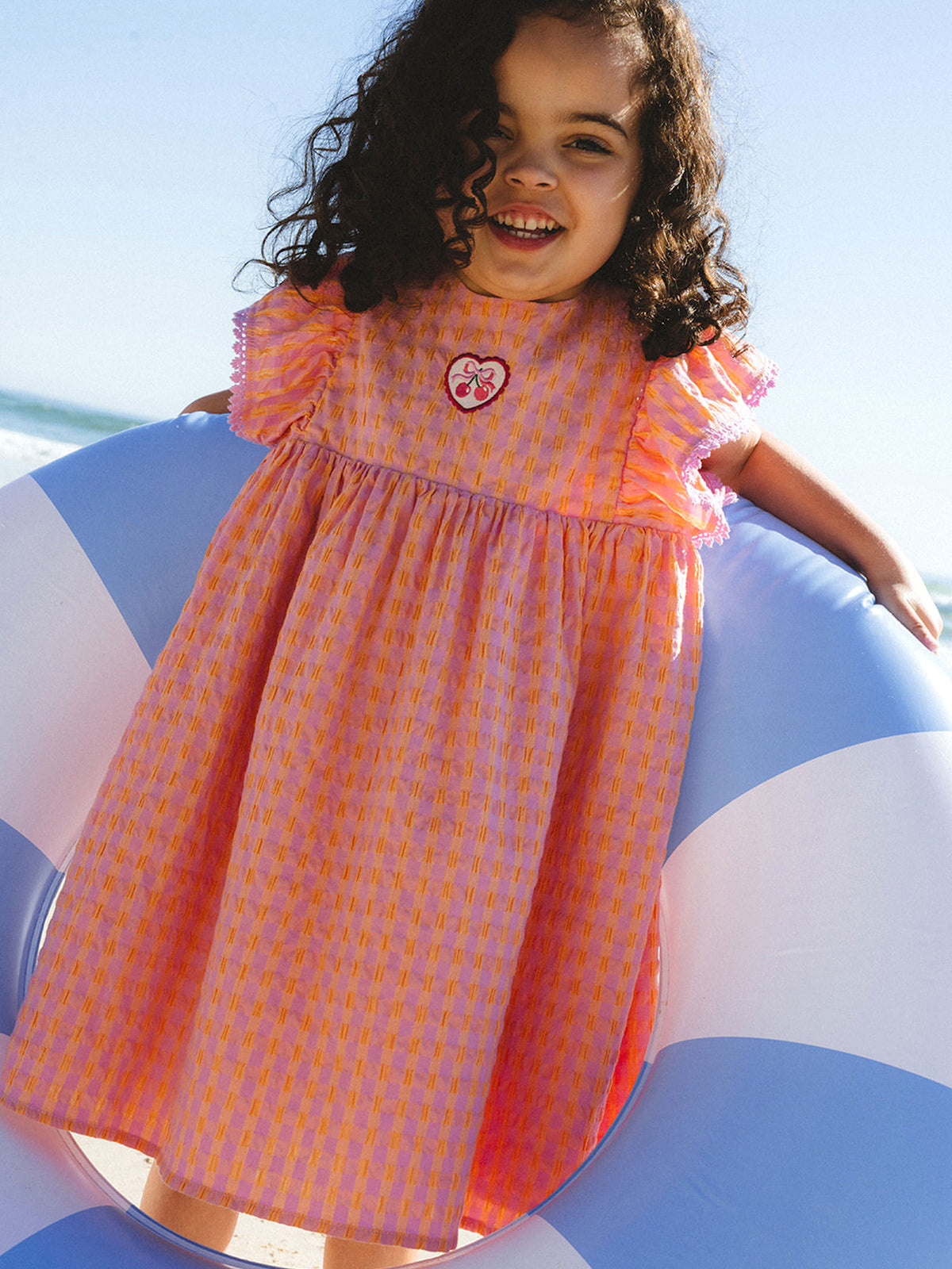 HUXBABY | SEERSUCKER DRESS | MANGO SHERBET