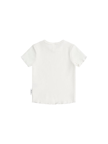 HUXBABY RIB TEE - ALMOND MILK