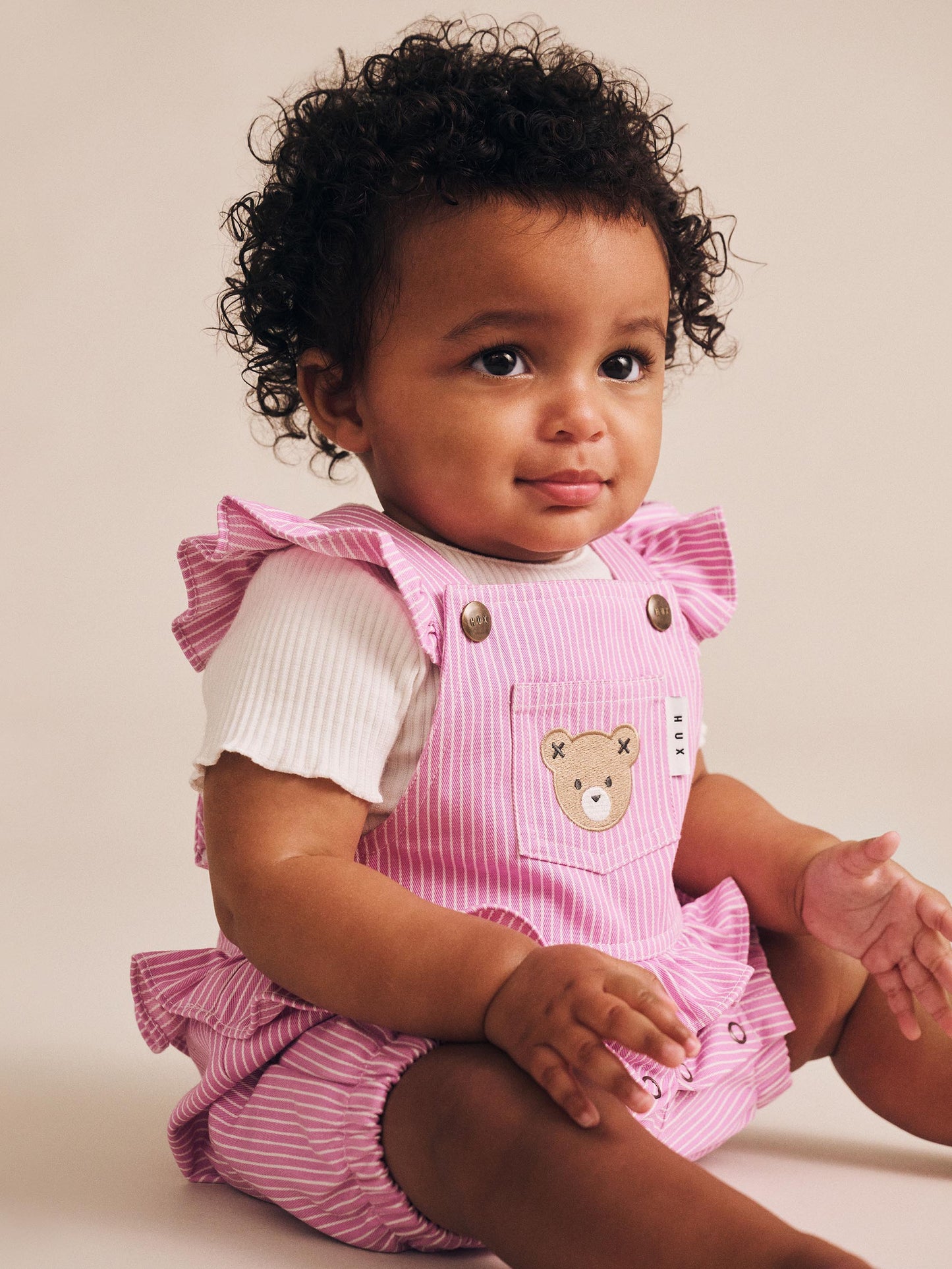 HUXBABY RIB TEE - ALMOND MILK