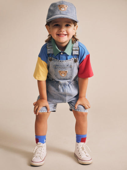 HUXBABY COLOUR BLOCK BOXY POLO TEE