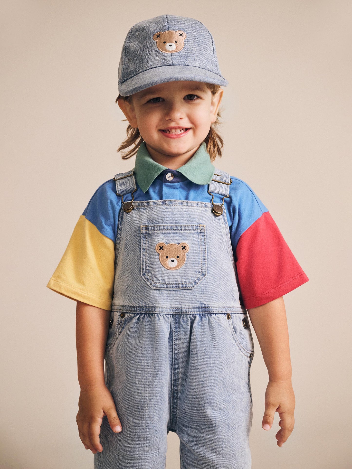 HUXBABY COLOUR BLOCK BOXY POLO TEE