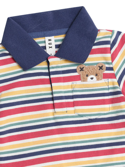HUXBABY POLO TEE VINTAGE STRIPE