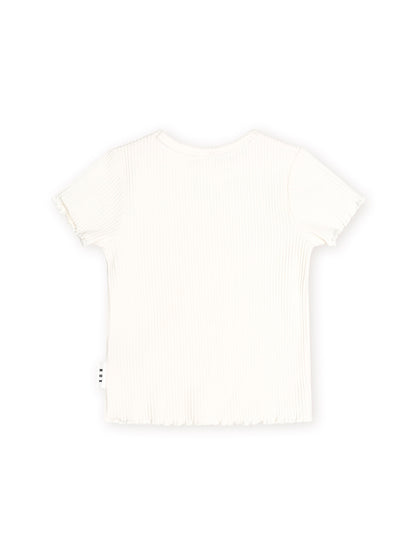 HUXBABY RIB TEE - ALMOND MILK