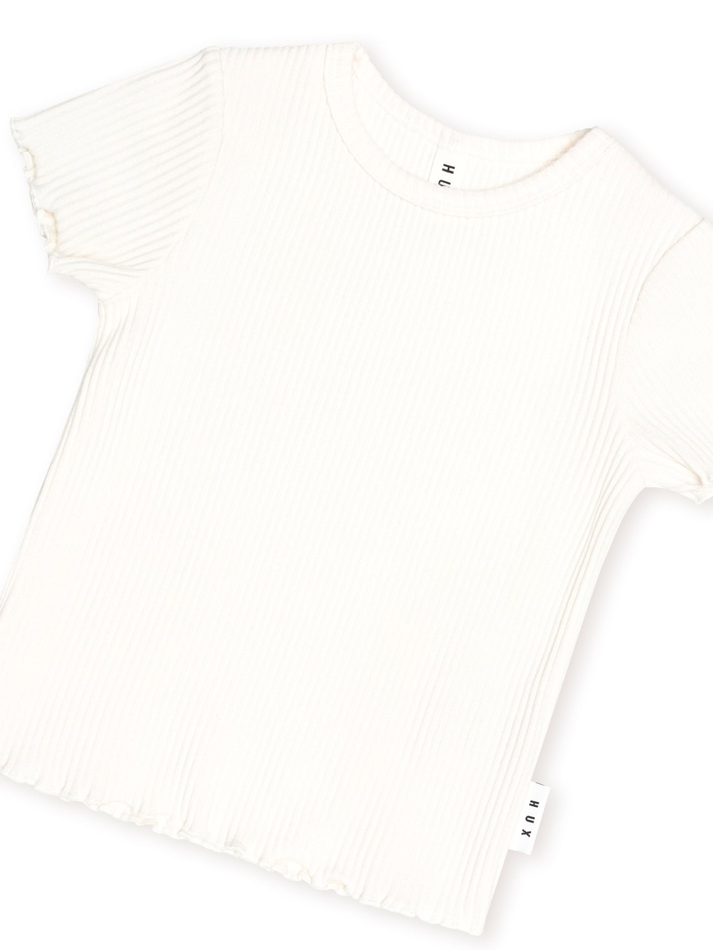 HUXBABY RIB TEE - ALMOND MILK
