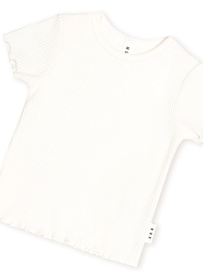HUXBABY RIB TEE - ALMOND MILK