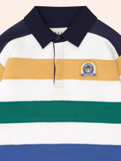 HUXBABY COLOUR BLOCK PANELLED RUGBY TOP