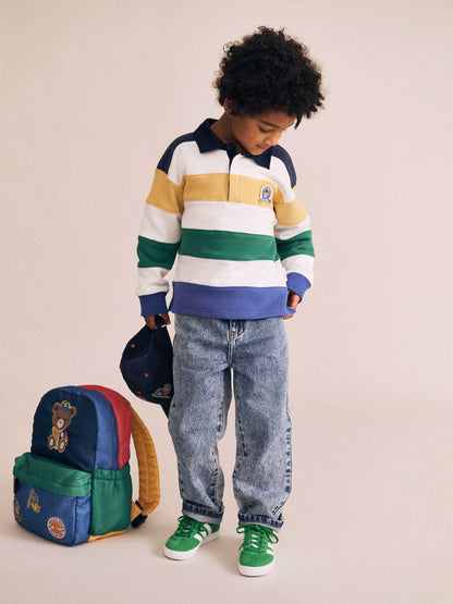 HUXBABY COLOUR BLOCK PANELLED RUGBY TOP