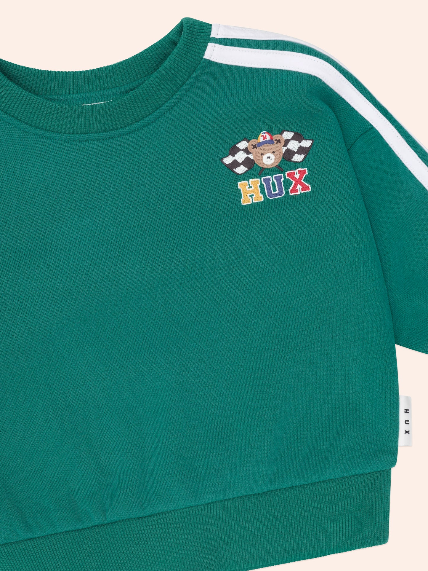 HUXBABY RACER STRIPE SWEATSHIRT | GREEN
