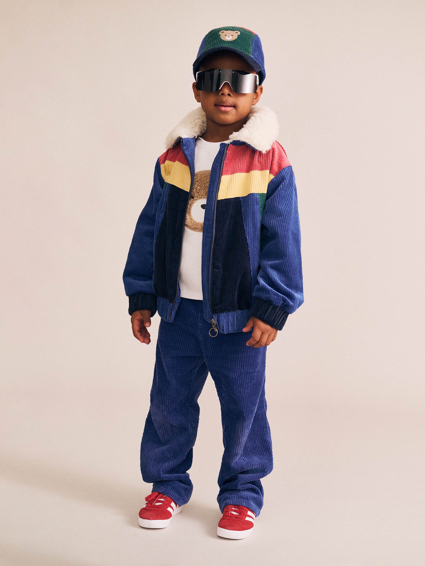 HUXBABY COLOUR BLOCK CORD JACKET | BLUE