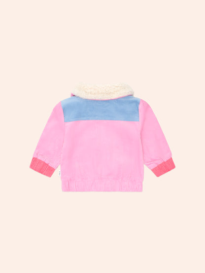 HUXBABY COLOUR BLOCK CORD JACKET | PINK