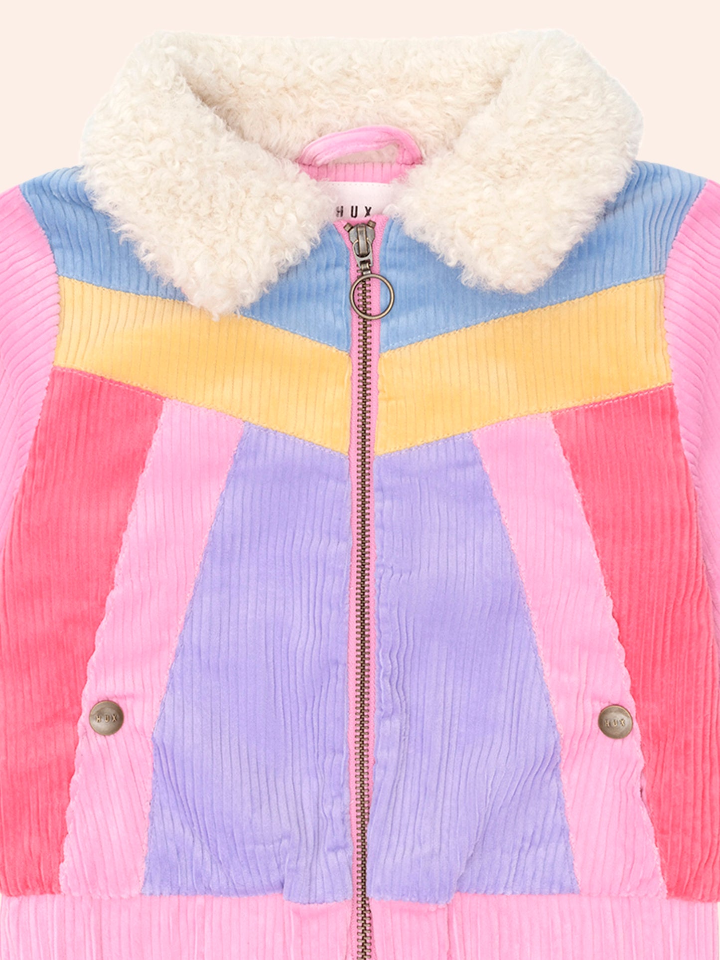 HUXBABY COLOUR BLOCK CORD JACKET | PINK