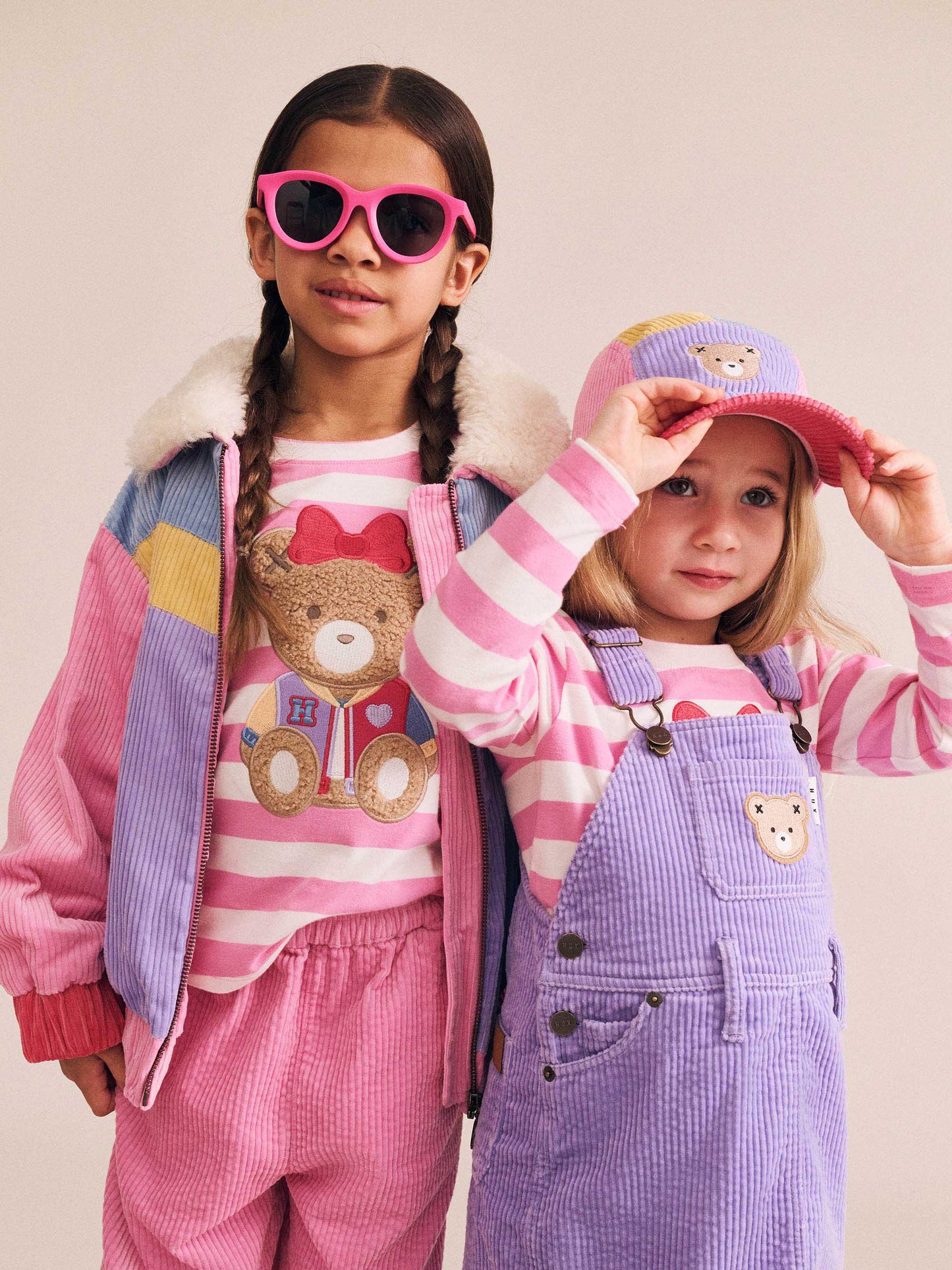 HUXBABY COLOUR BLOCK CORD JACKET | PINK