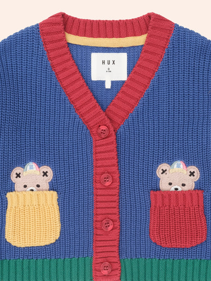 HUXBABY COLOUR BLOCK VARSITY HUX CARDI