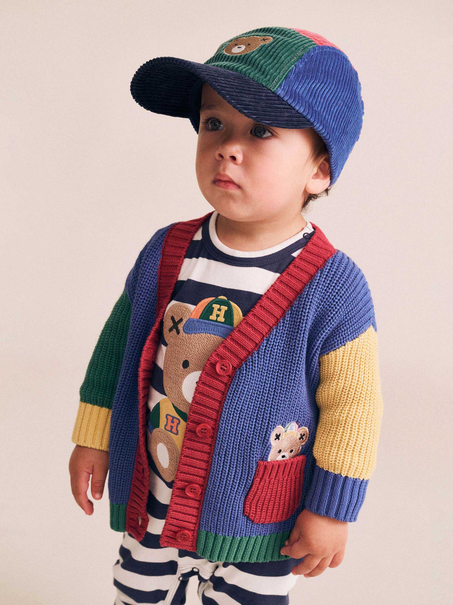 HUXBABY COLOUR BLOCK VARSITY HUX CARDI