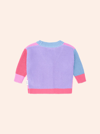 HUXBABY COLOUR BLOCK HUXETTE CARDIGAN | PINK