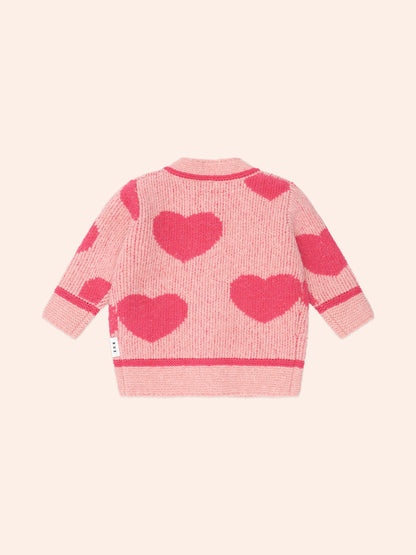 HUXBABY HEART TIPPED CARDIGAN