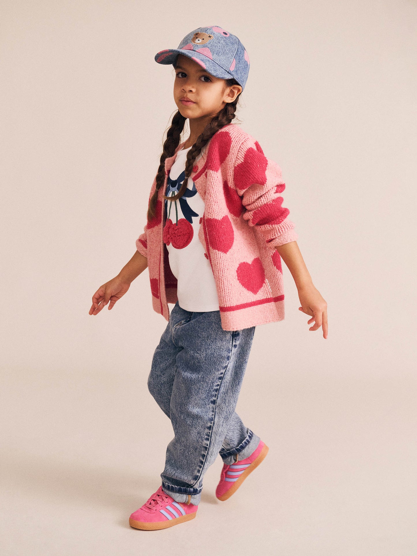 HUXBABY HEART TIPPED CARDIGAN