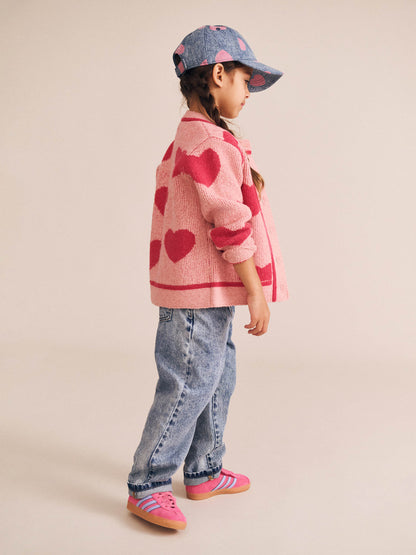 HUXBABY HEART TIPPED CARDIGAN