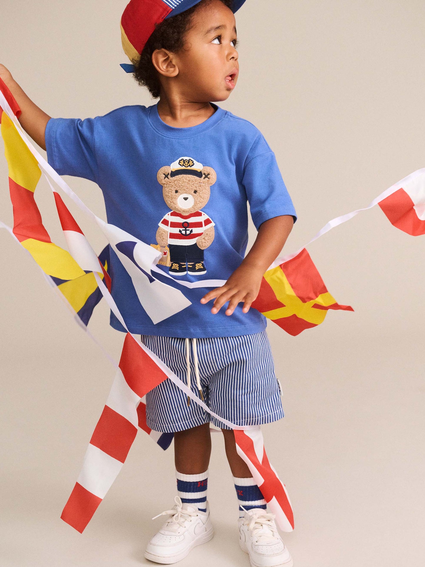 HUXBABY | COBALT STRIPE DRAWCORD SHORT