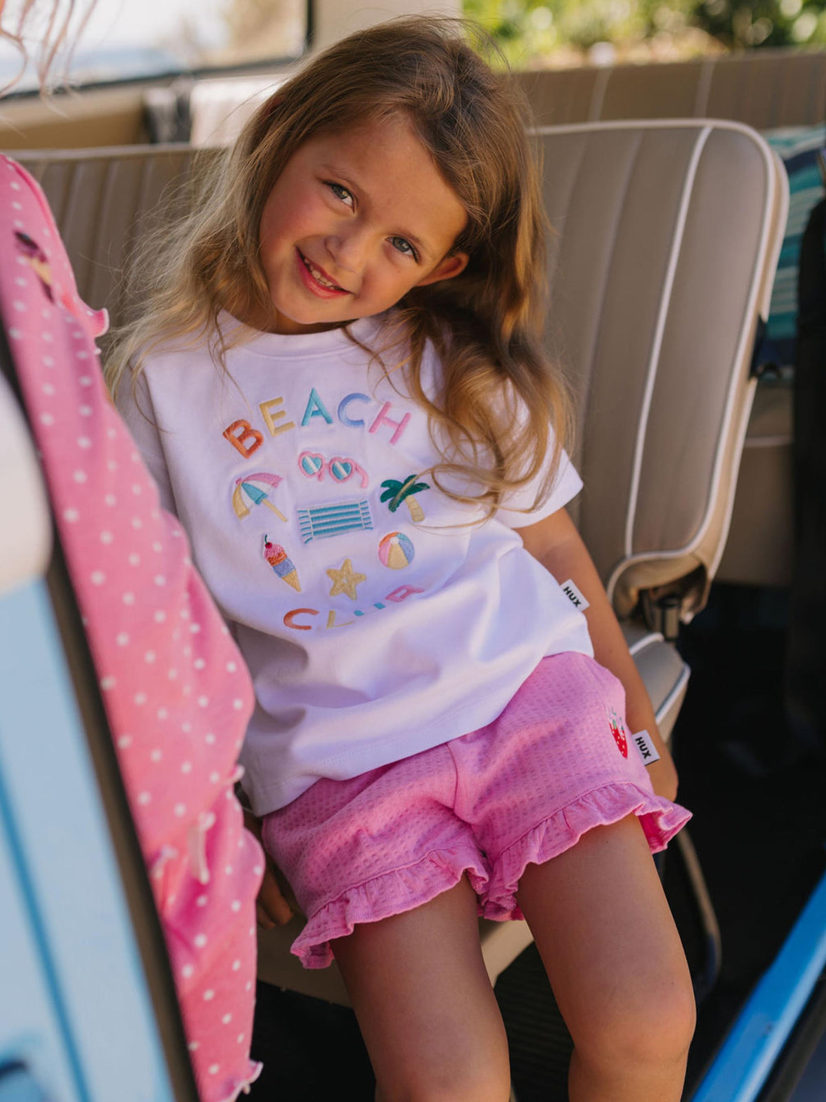 HUXBABY | SEERSUCKER FRILL SHORT | BERRY SWEET