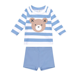 Huxbaby Long Sleeve Swim Suit Set - Cornflower Stripe