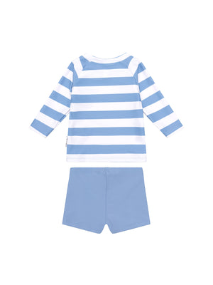 Huxbaby Long Sleeve Swim Suit Set - Cornflower Stripe