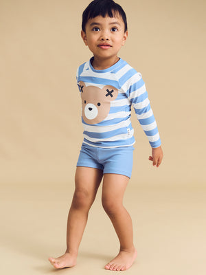 Huxbaby Long Sleeve Swim Suit Set - Cornflower Stripe