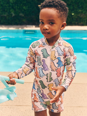 Huxbaby Long Sleeve Shortie Swimsuit - Dino Play