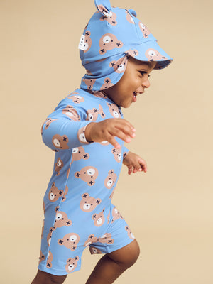 Huxbaby Long Sleeve Shortie Swimsuit - Huxbear Cornflower