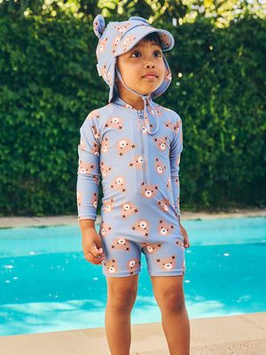 Huxbaby Long Sleeve Shortie Swimsuit - Huxbear Cornflower