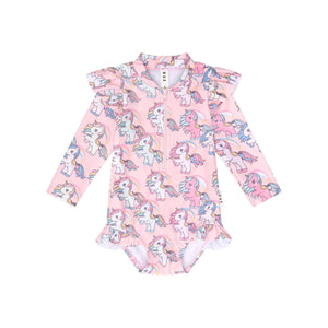 Huxbaby Long Sleeve Swimsuit - Rainbow Unicorn