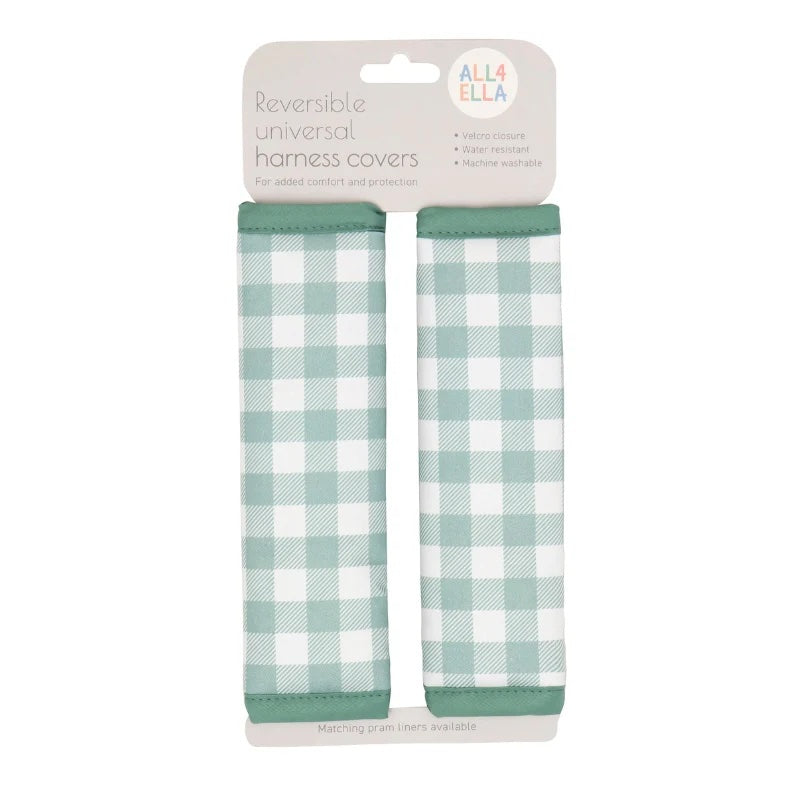 ALL 4 ELLA PRAM HARNESS COVER | GINGHAM SAGE