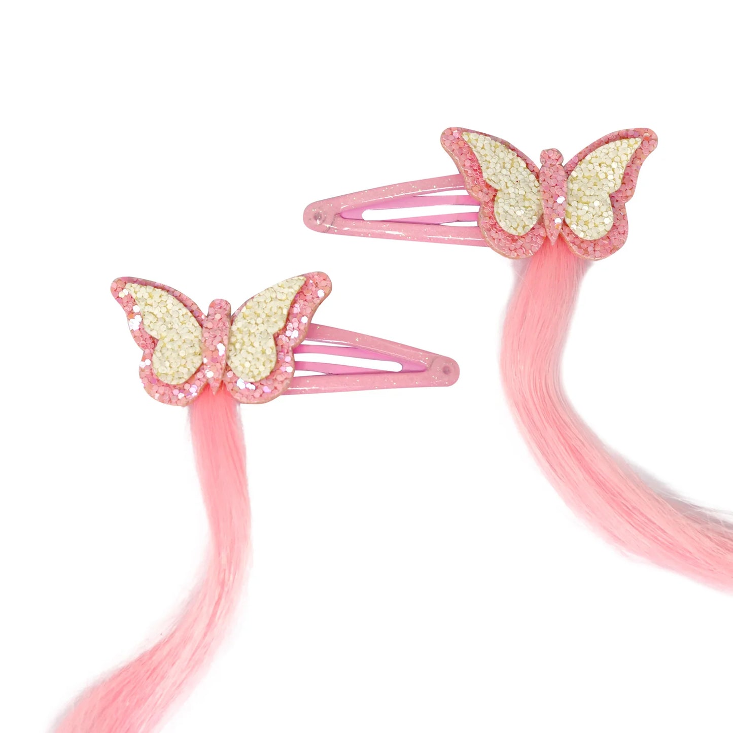 PINK POPPY BUTTERFLY HAIR CLIPS WITH EXTENSIONS