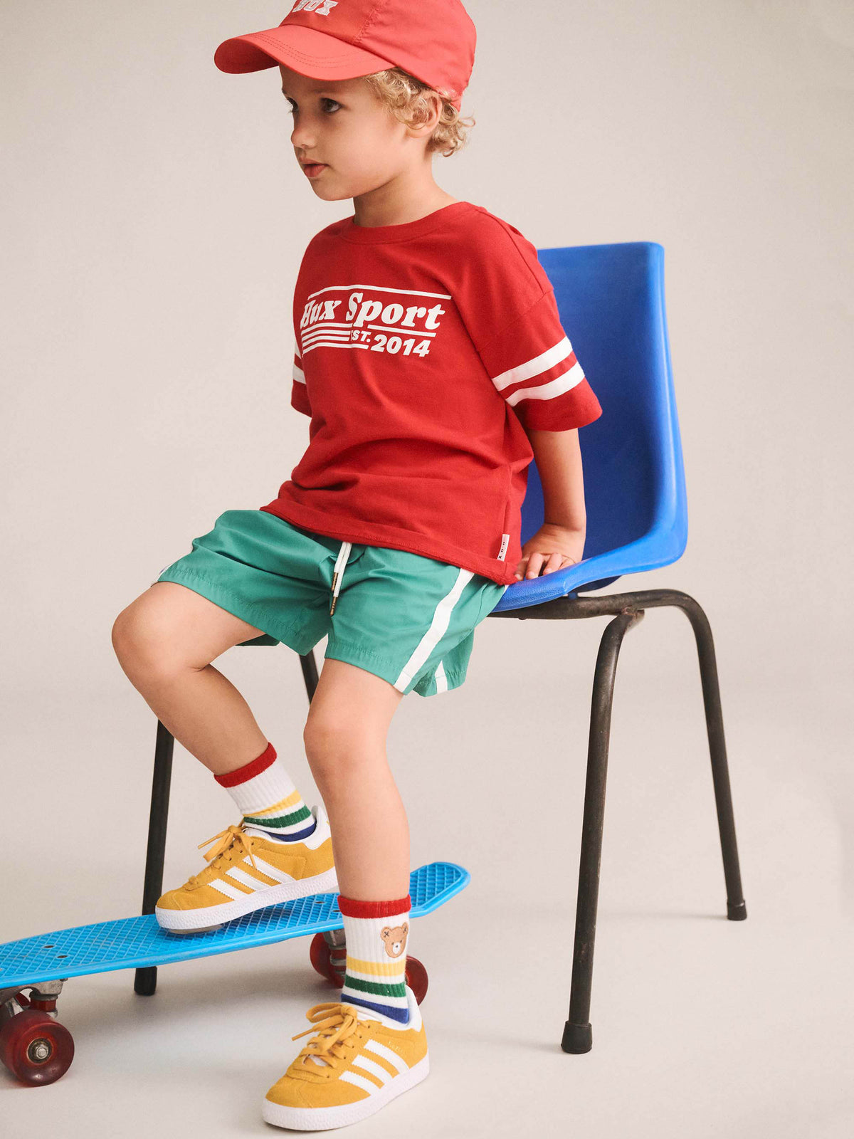 HUXBABY | SPORTY STRIPE SLOUCHY TEE | RED