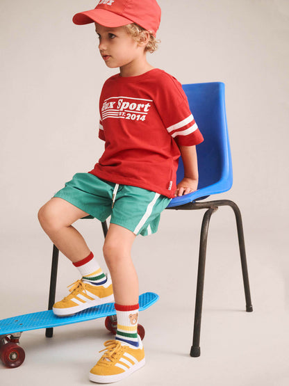 HUXBABY | SPORTY STRIPE SLOUCHY TEE | RED