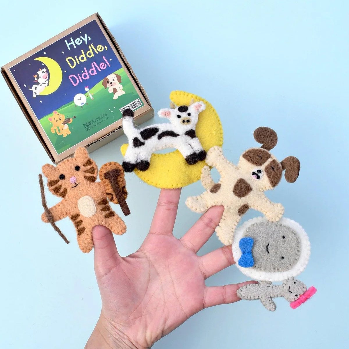 Tara Treasures Finger Puppet Set - Hey Diddle Diddle