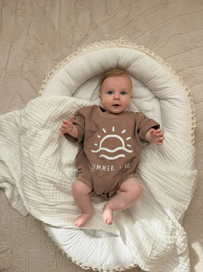 BLOSSOM AND PEAR OVERSIZED SLOUCH ROMPER | SUMMER LOVE CHOCOLATE