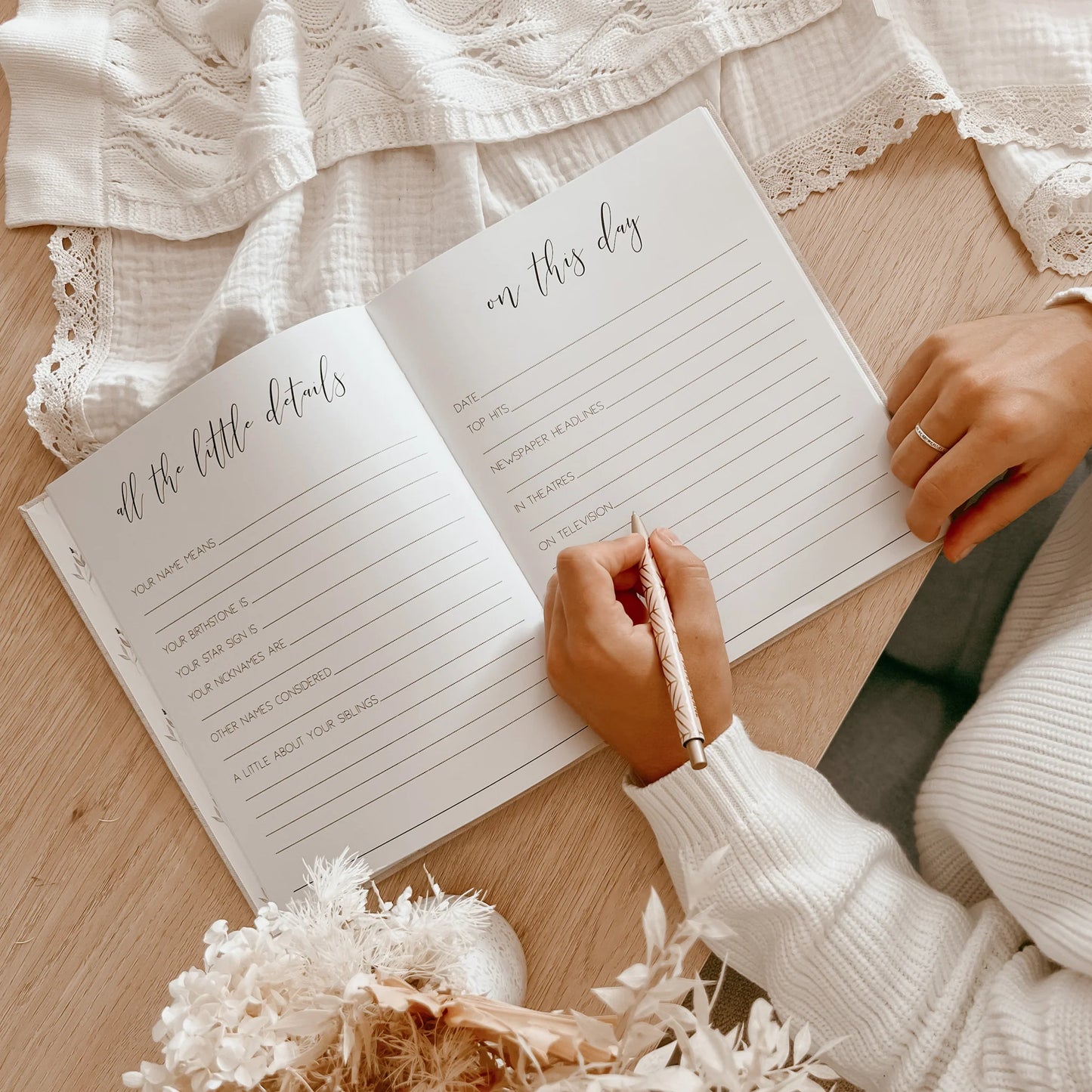 BLOSSOM AND PEAR BABY MEMORY BOOK | CLASSIC WHITE