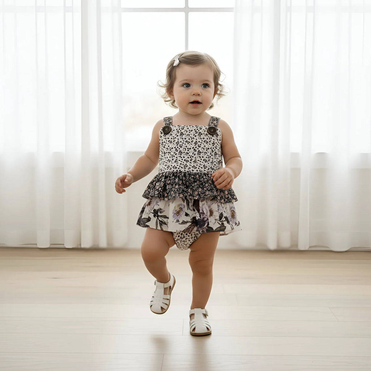 LOVE HENRY | FRILLY PLAYSUIT | MEADOW FLORALS