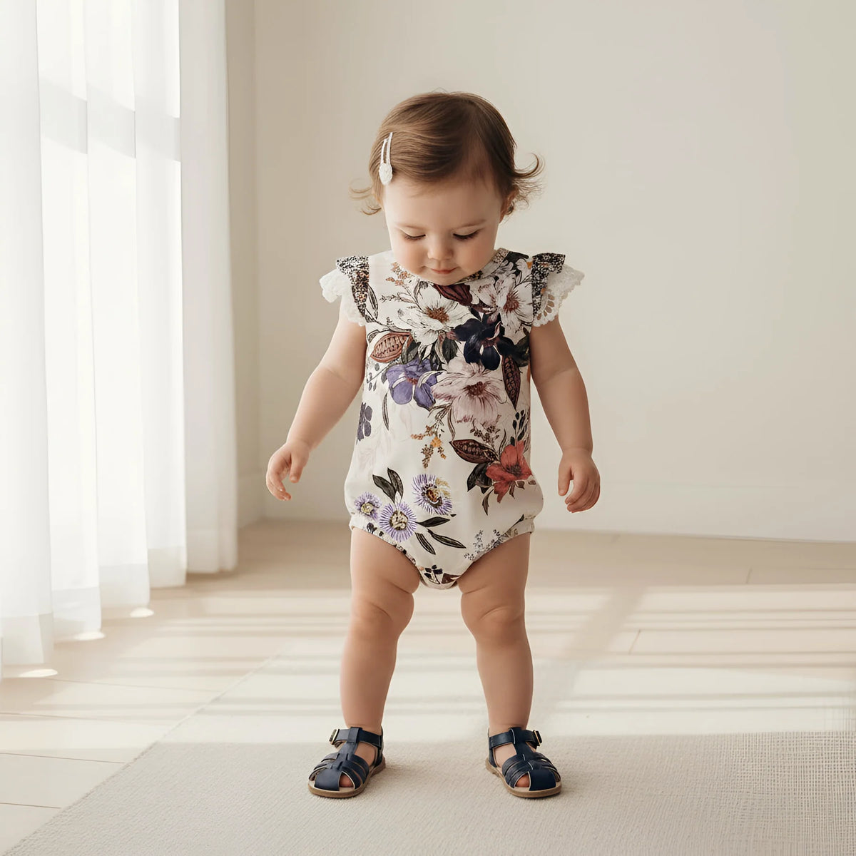 LOVE HENRY | GIRLS KNIT ROMPER | NATIVE FLORAL