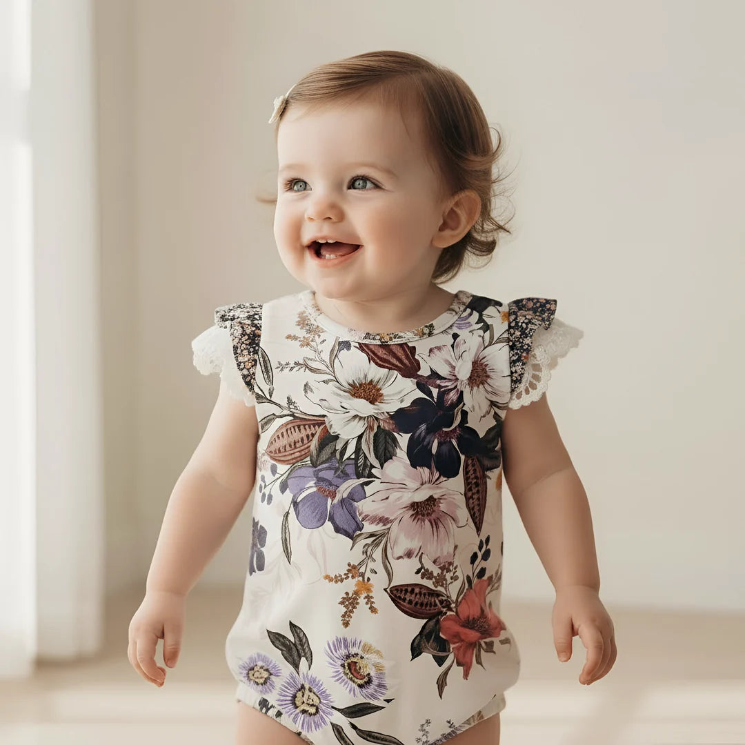 LOVE HENRY | GIRLS KNIT ROMPER | NATIVE FLORAL