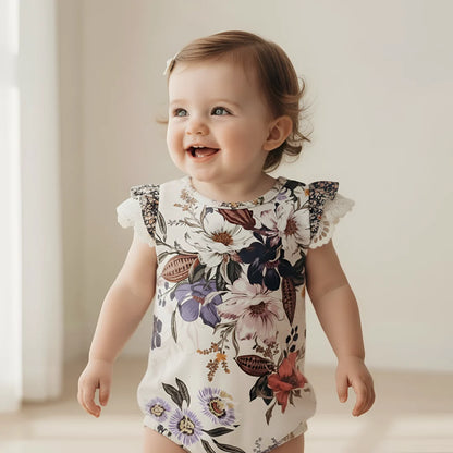 LOVE HENRY | GIRLS KNIT ROMPER | NATIVE FLORAL