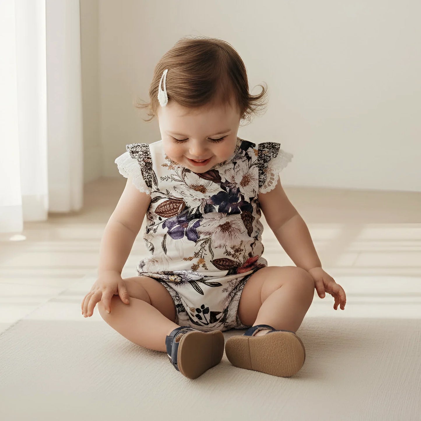 LOVE HENRY | GIRLS KNIT ROMPER | NATIVE FLORAL