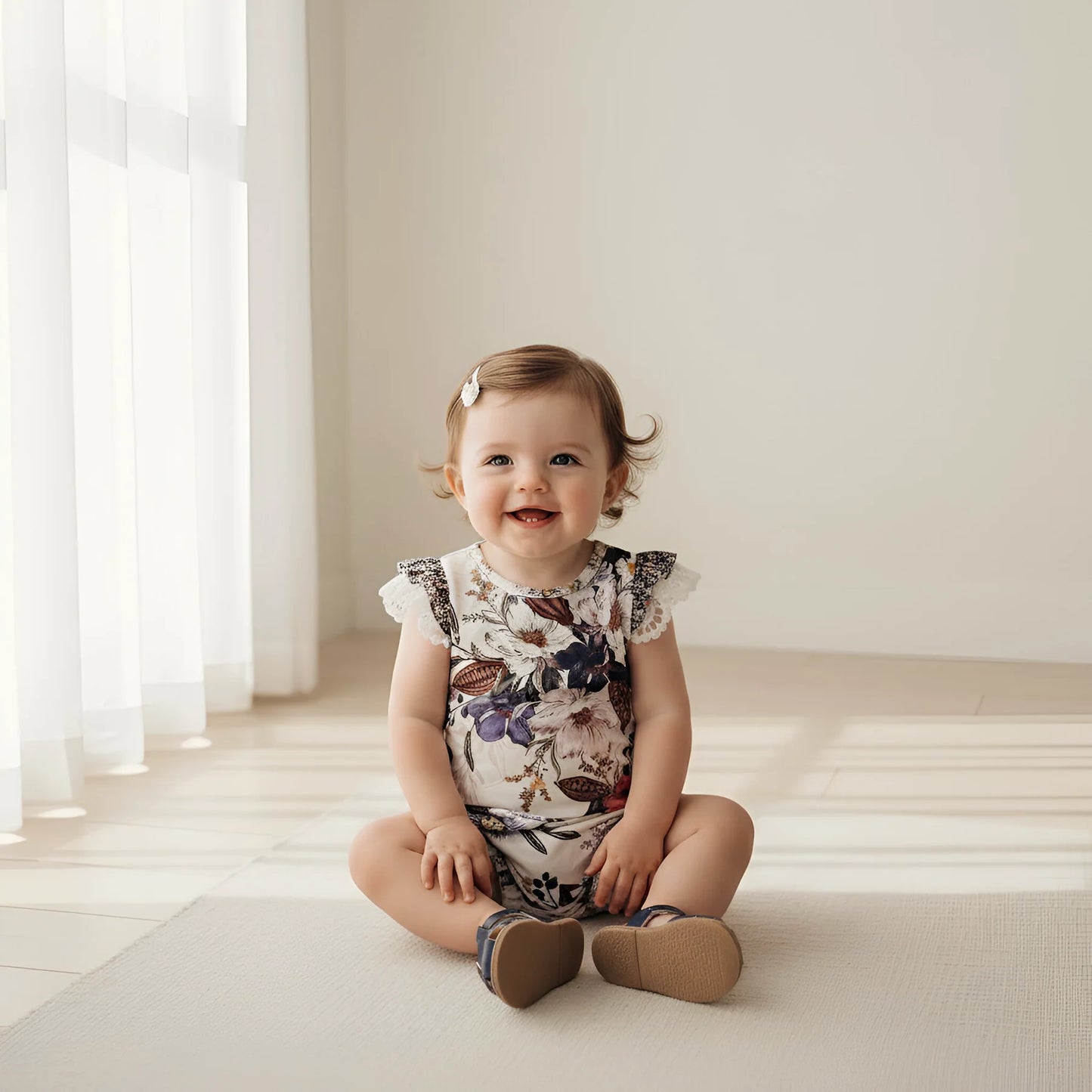 LOVE HENRY | GIRLS KNIT ROMPER | NATIVE FLORAL