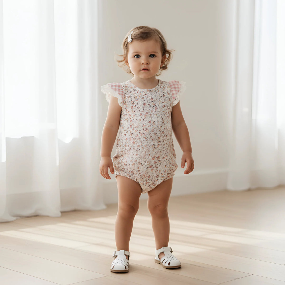 LOVE HENRY | GIRLS KNIT ROMPER | PETITE FLORAL
