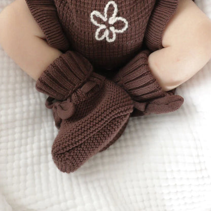 BLOSSOM AND PEAR KNIT BOOTIES | ESPRESSO