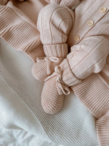 BLOSSOM AND PEAR KNIT BOOTIES | PINK LEMONADE